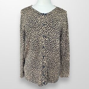 Christopher & Banks Woman's Size XL Cardigan Sweater Animal‎ Print Lightweight